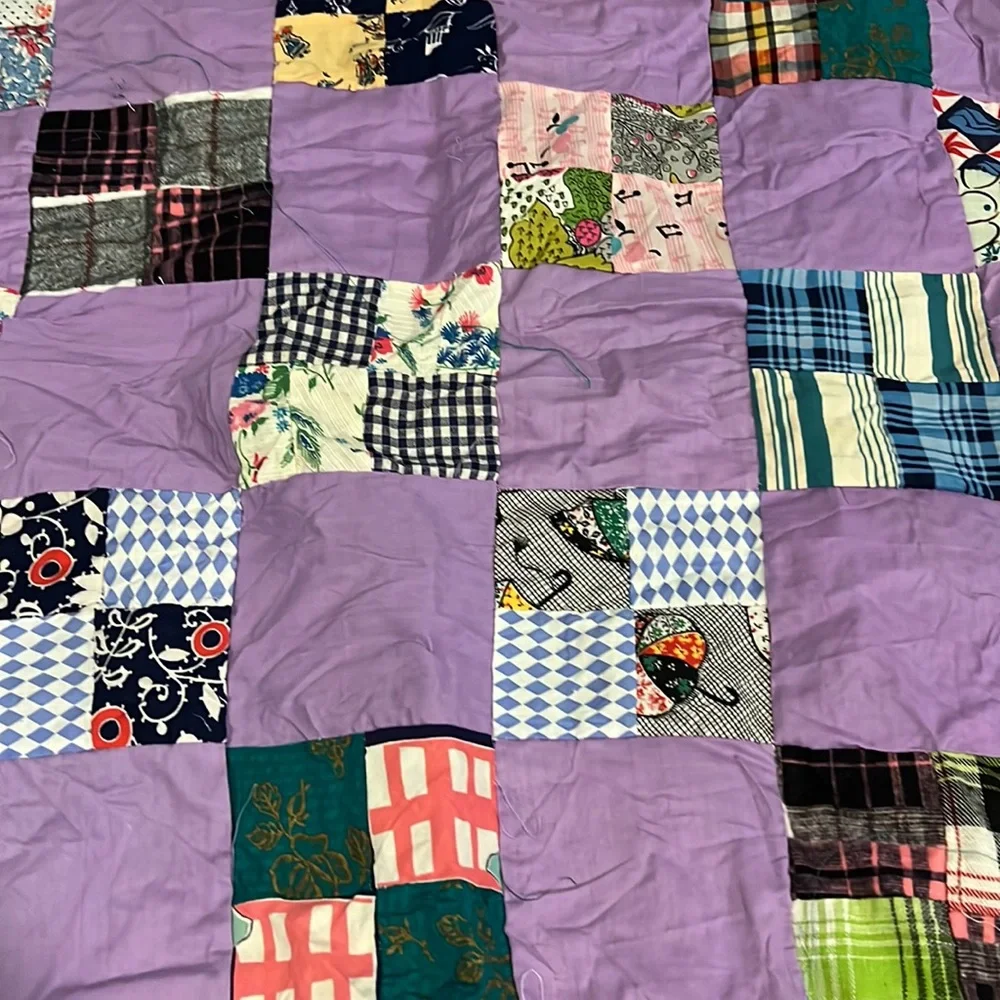 Handmade unfinished Quilt topper patchwork 42”  x 62”